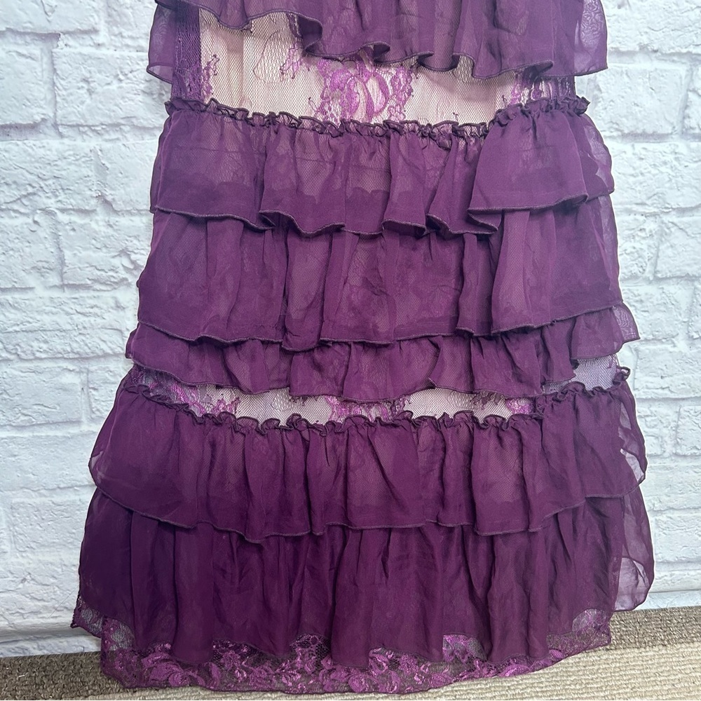 NWT L’ATISTE By Amy Purple Lace and Ruffle Mermaid Gown - Picture 7 of 15
